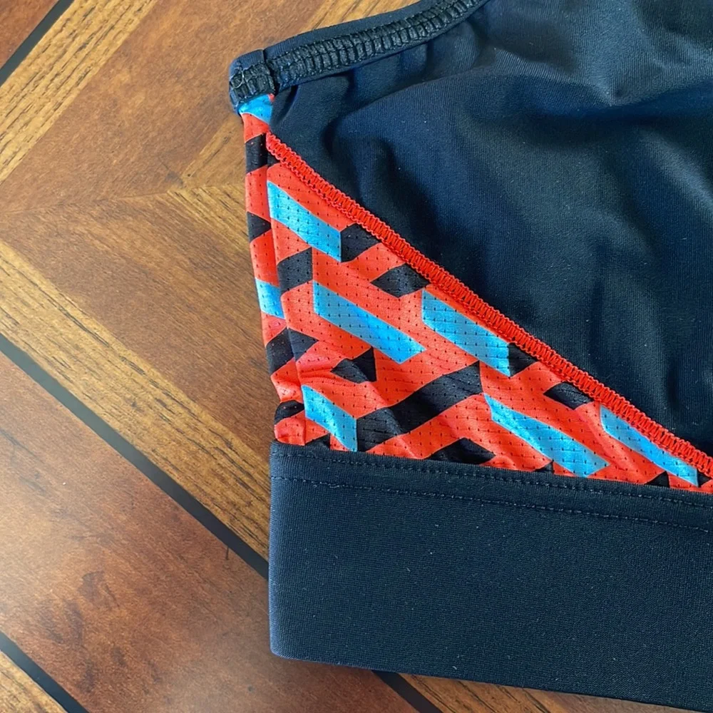 VERSACE NWT LA GRECA SIGNATURE ACCENT SPORTS BRA, BLACK/ORANGE, SIZE 4 (LG) - Picture 10 of 15